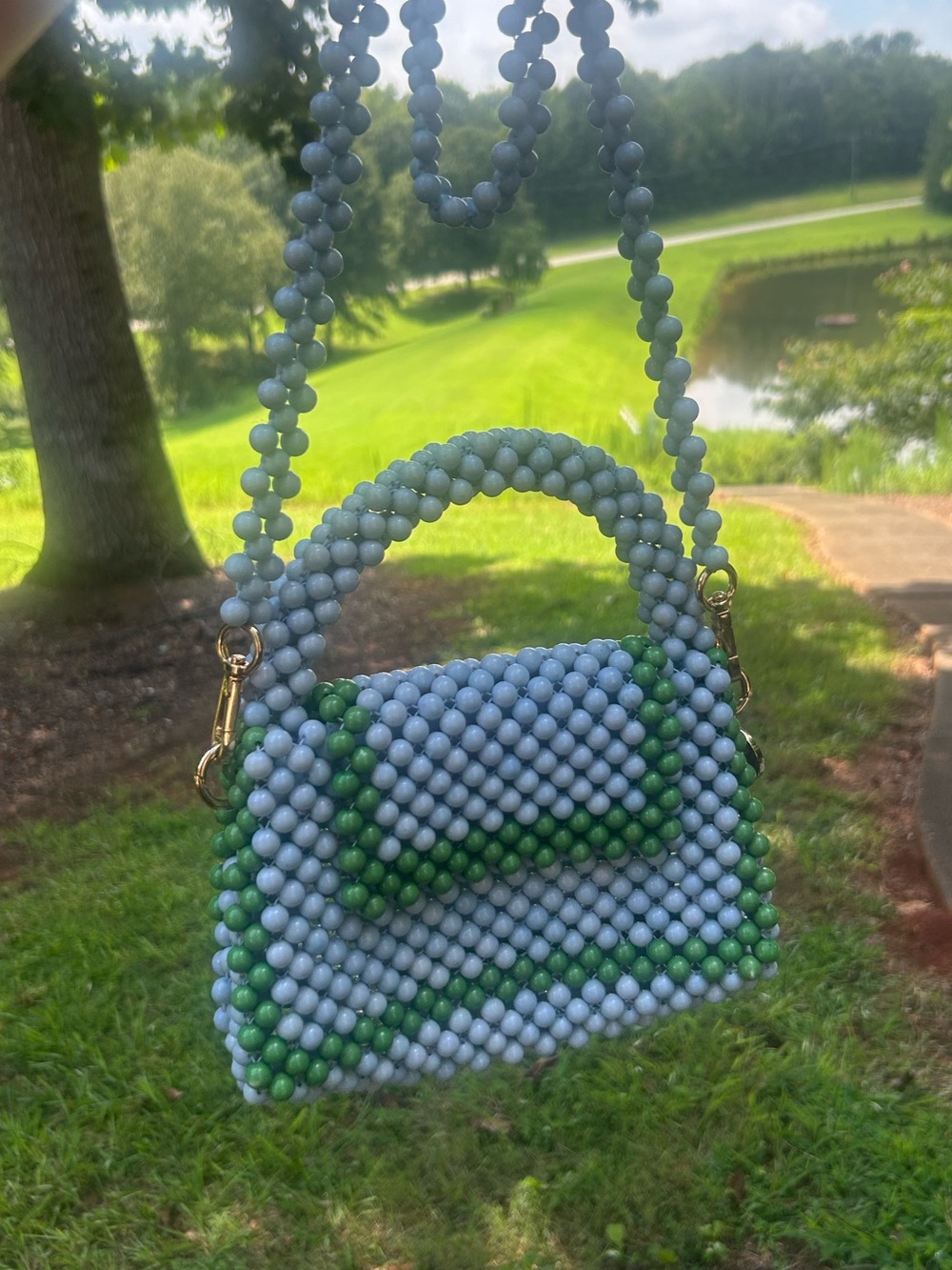Kate Spade x Target Beaded Top Handle & Crossbody Bag | Light Blue & Green
